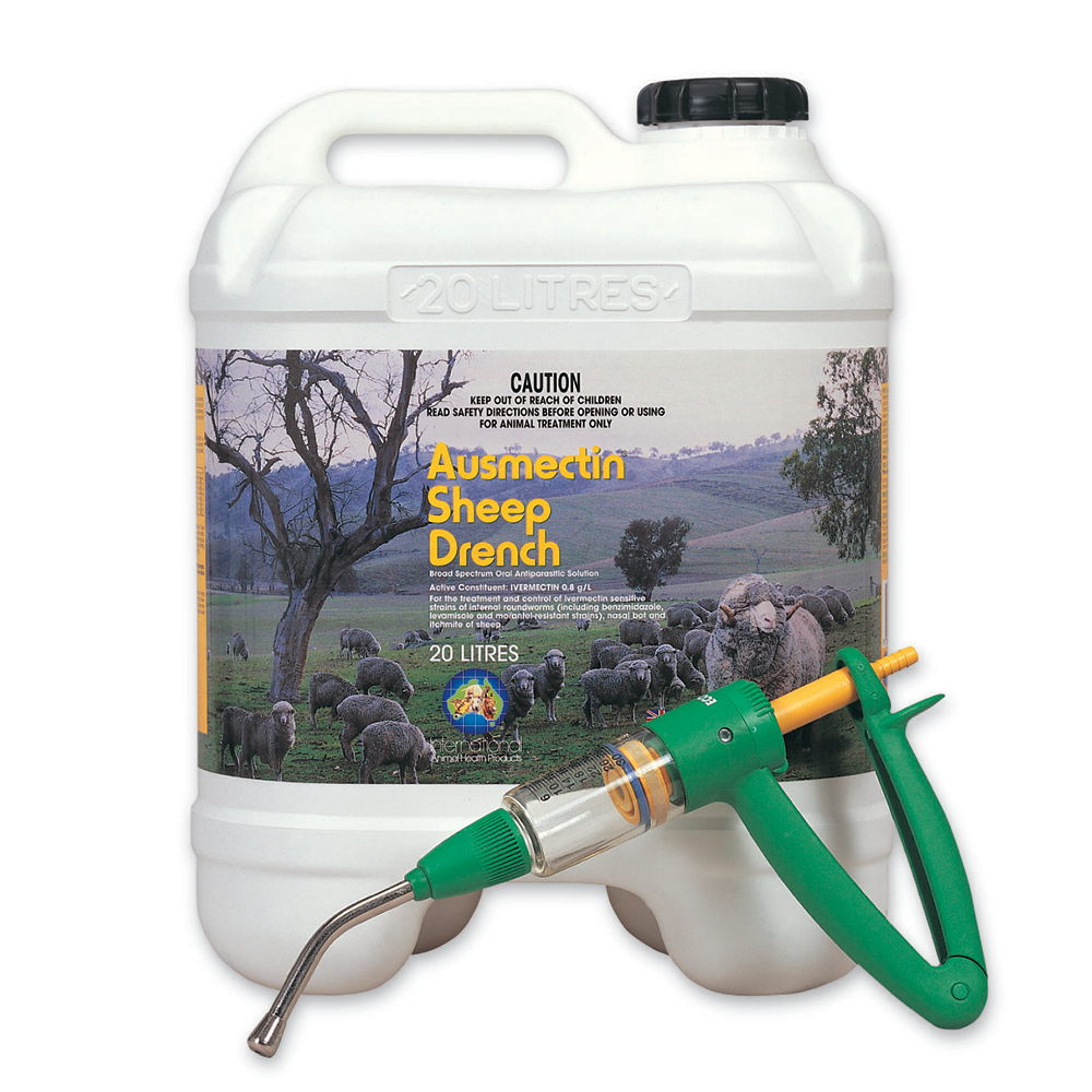 Ivermectin Sheep Drench Ausmectin in 20L Container with Green Injectable Drench Applicator