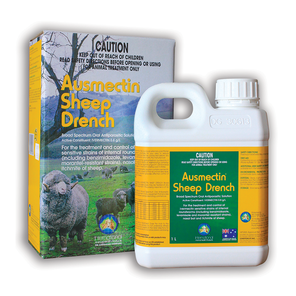 Ivermectin Sheep Drench Ausmectin in 1L Container with Green Injectable Drench Applicator