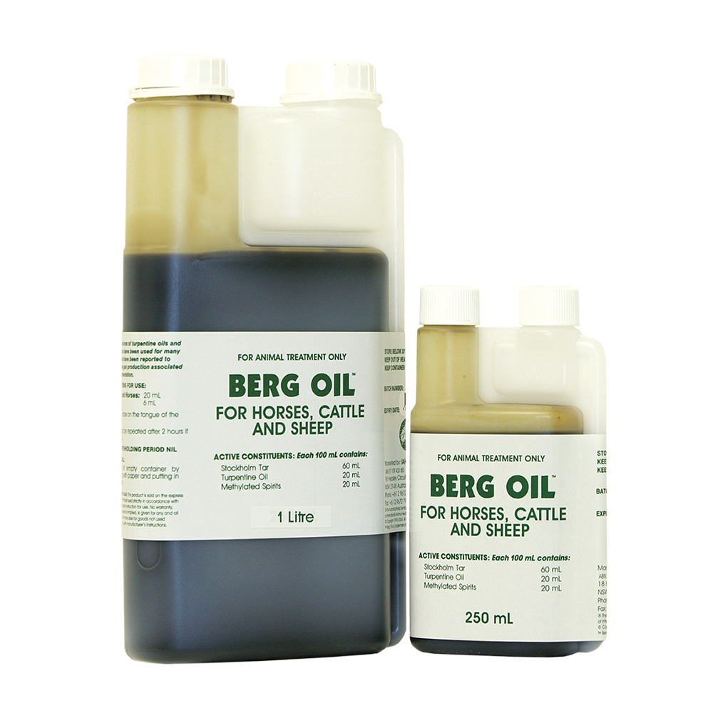 Berg Oil Bottle for Horses, Cattle, Sheep for Gastrointestinal Discomfort