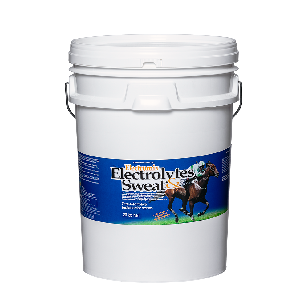 Electromix - Electrolytes for Horses in 20kg Container With Race Horse on Label