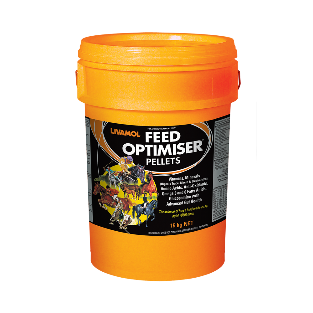  Livamol for Horses, Feed Optimiser Pellets in Orange 15kg Bucket