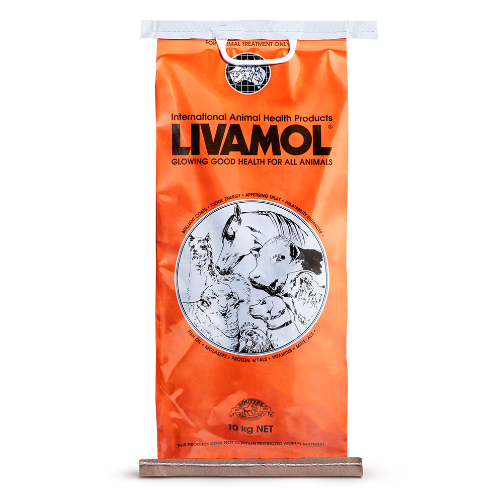 Livamol 10kg Horse Nutritional Supplement in Orange Bag