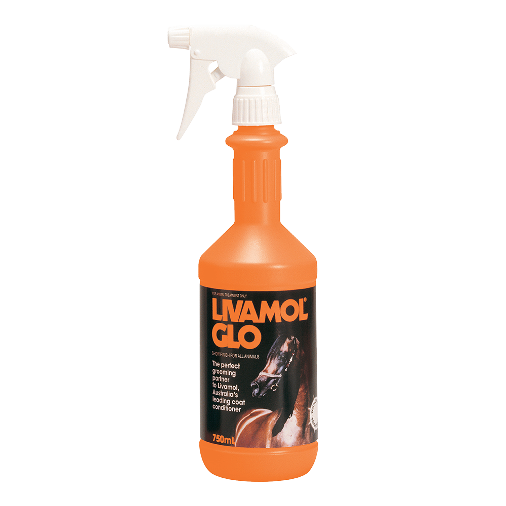 Livamol Glo Horse Coat Conditioner in Orange Bottle