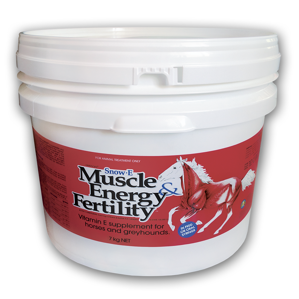 Snow-E Horse, Greyhound & Dog Vitamin E Supplement in 7kg White Bucket