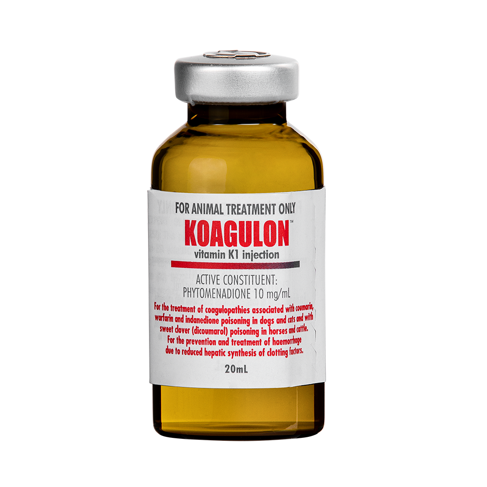 Koagulan Vitamin K1 Injection in 20ml bottle for poisoning treatment in dogs, cats